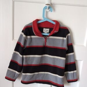 Place Striped Fleece Pullover - Red, Black & Gray